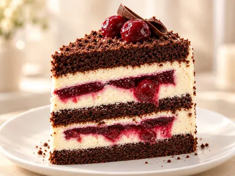 Secțiune prin tortul Cherry Noir