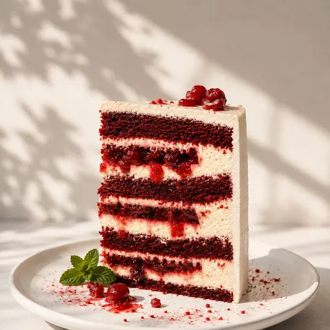 Secțiune prin tortul Red Velvet